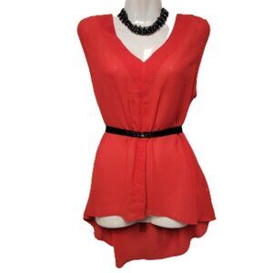 Red Top, Sleeveless Top,Thin Lightweight Blouse Top